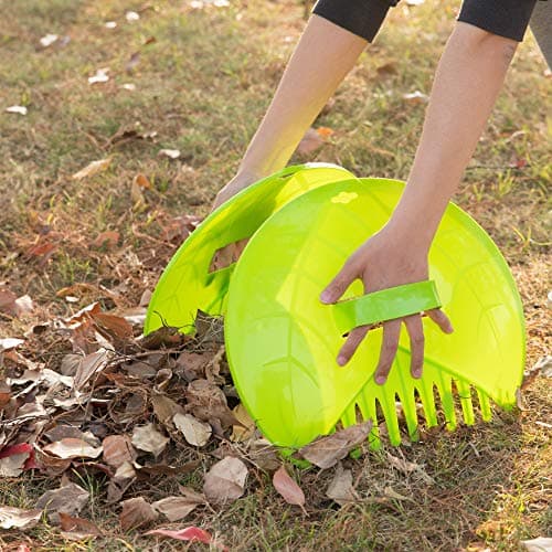 Gardenised Pair of Leaf Scoops, Hand Rakes for Lawn and Garden Cleanup (QI003286),Green