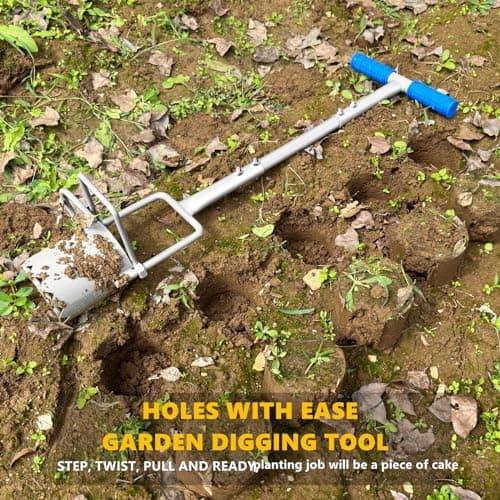 Updated Bulb Planter Long Handle for Digging, 5-in-1 Lawn and Garden Tool, Weeding, Soil Sampler, Transplanting, Sod Plugger Height Adjustable Bulb Transplanting