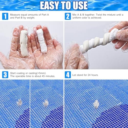 Pool Putty - 10oz 2 Part Epoxy Pool Repair Kit Pool Leak Sealer for Fixing Leaks, Cracks - Underwater or Above Fast Repair Epoxy Putty for Tile, Fiberglass, Concrete, Cement and Other Surfaces