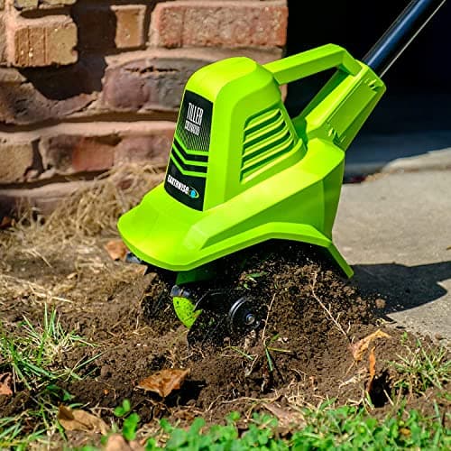 Earthwise Power Tools by ALM TC70020IT 20-Volt 7.5-Inch Cordless Electric Garden Tiller Cultivator, (2AH Battery & Fast Charger Included), Green