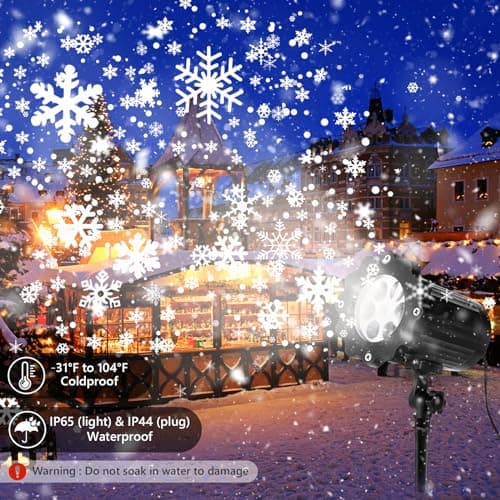 2024 New Christmas Projector Lights Outdoor, Waterproof & Adjustable LED Christmas Snowflake Projector Lights Indoor for Halloween, Christmas, Home Birthday Party and Garden Decoration