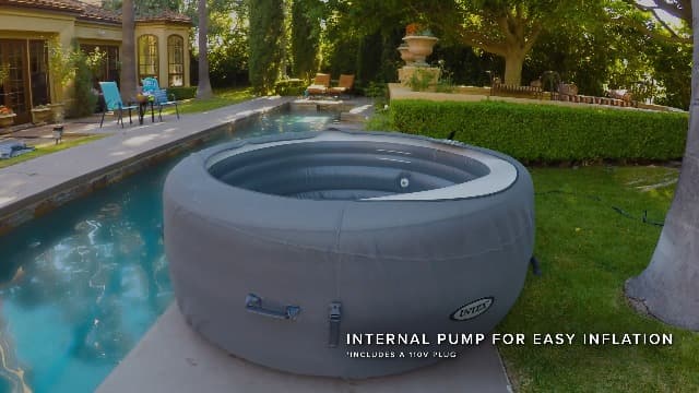 INTEX SimpleSpa Inflatable Hot Tub, 4 Person Jet Massage Spa with Built-in Pump