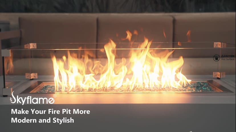 Skyflame Fire Pit Glass Wind Guard Round, 33 x 7 inches Tempered Glass Flame Shield, Fits 31” Round Fire Pit Burner Pans, Fire-Resistant Windscreen Set