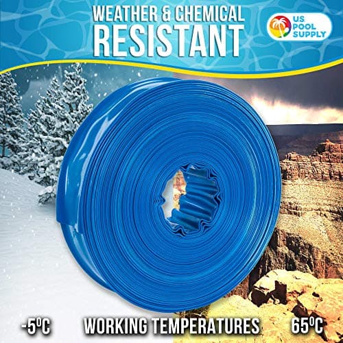 U.S. Pool Supply Pool Backwash Hose 1.5" x 100' - Heavy-Duty Pool Drain Hose, Filter Pump Water Drainage, Sump Pump Discharge, Inground Draining - Flexible Lay Flat, Clamp