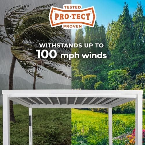 Backyard Discovery Windham 14' x 10' Modern Galvanized Steel Pergola Kit with Shade Sail Canopy, All-Season Durability, PowerPort, High-Wind Rating for Outdoor Patio, Garden, Deck, Entertaining