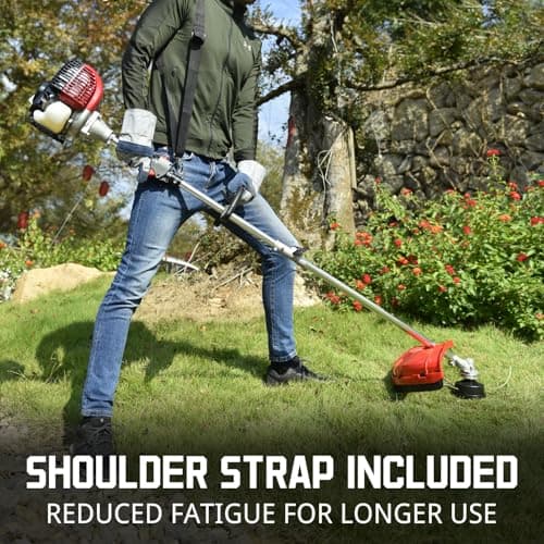 PowerSmart 4 Cycle 37cc Weed Wacker Gas Powered, 3 in 1 Detachable Straight Shaft Multipurpose Trimmer with 16" Cutting Path, 10" Brush Cutter Blade, Edger Lawn Tool for Yard, Garden