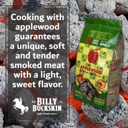 6.5 Lb Oak & Applewood Charcoal Briquettes for Beef, Pork, Fish, Steaks, Ribs & More, 100% All-Natural, Quick & Easy Lighting for Outdoor BBQ, Smoker, Tailgating, Camping by Billy Buckskin Co.