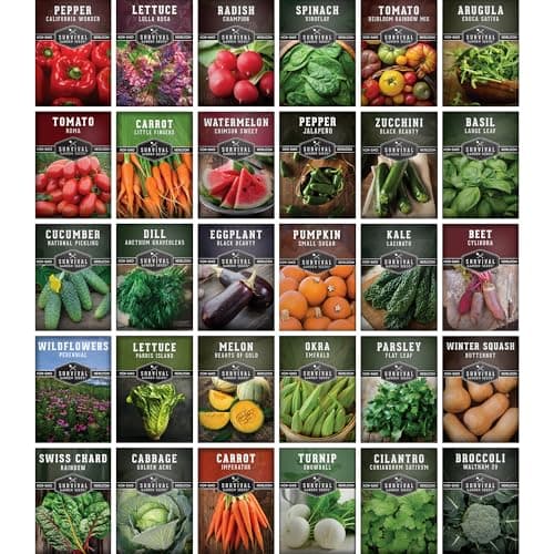 Survival Garden Seeds Home Garden 30 Variety Pack - 18,500+ Heirloom Vegetable, Fruit Seeds - Non-GMO, Non-Hybrid, Open-Pollinated for Outdoor & Indoor Gardens, Prepping, Hydroponics, Survival Food