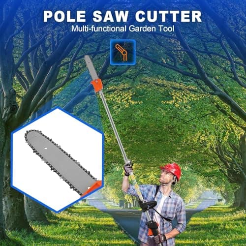 52cc 2-Stroke 5 in 1 Garden Hedge Trimmer Combo, Gas Powered Long Reach Pole Saw Grass String Trimmer Brush Tree Cutter Pruner Weed Eater Multi Functional Garden Trimming Tools with Extension Pole Red
