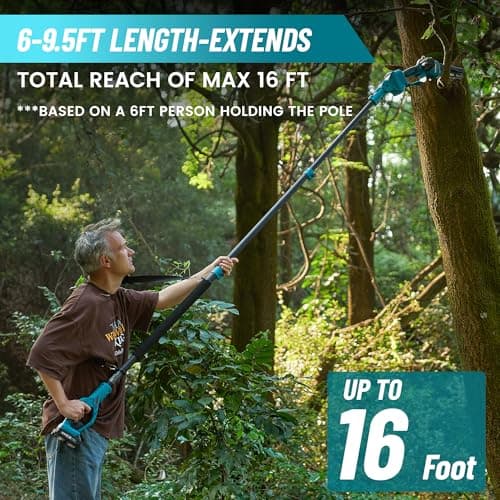 Seesii PS600 2-in-1 Electric Pole Saws for Tree Trimming, 6 Inch Mini Chainsaw Cordless with Extension Pole, Battery Powered Pole Chain Saw, Tree Trimmer Limb Branch Cutter Pruner with 2 Battery