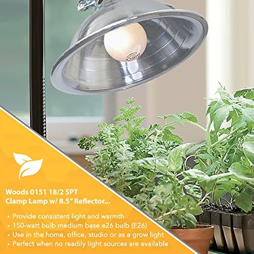 Woods Clamp Lamp Light with Aluminum Reflector; 150W; UL Listed; 6- Foot Cord