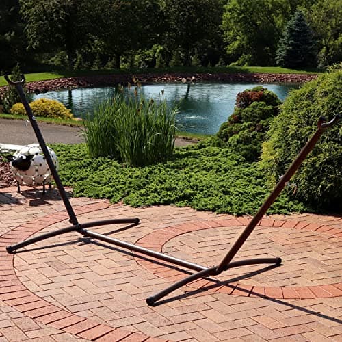 Sunnydaze Brazilian Portable Steel Hammock Stand for Outside with Carrying Case - 400-Pound Capacity Hammock Frame - Bronze Finish