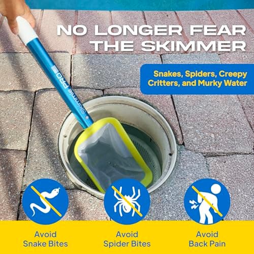 Skimmie Pro (Short Version) 22.5” Pool Skimmer: Lightweight, Fine Mesh Net, & Stainless Steel Hook – Ideal for In-Ground/Above-Ground Pools, Fountains, Ponds, Hot Tubs, & Cold Plunges
