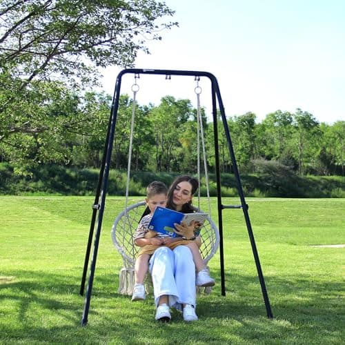 G TALECO GEAR Hammock Chair Stand,Heavy-Duty Steel Hammock Stand,300LBS Multi-Use Swing Stand for Outdoor Indoor，Hammock Chair not Include (Black)