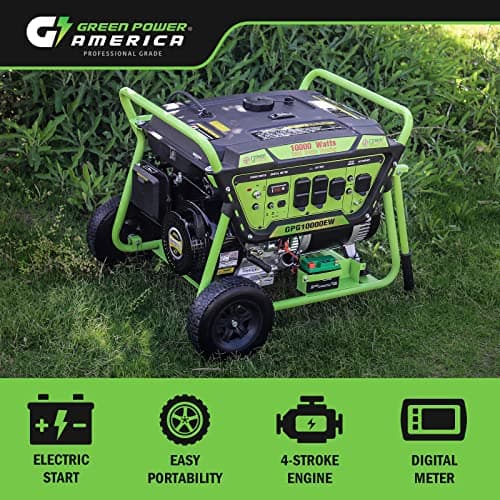 Gasoline Powered Portable Generator 10000 Watt, Recoil/Electric Start, 12V-8.3A Charging Outlets, Home Back Up & RV Ready, 49 State Approved（Excluding California）