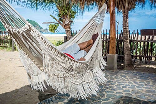 Handmade Macrame Hammock - Mayan, Matrimonial, Double, Brazilian - 100% Natural Cotton - King, Off-White