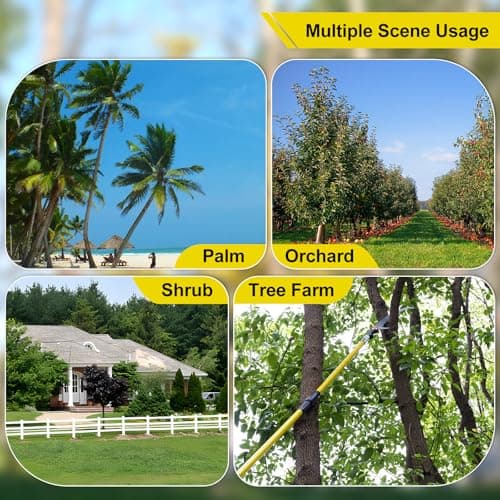 30 FT Manual Pole Saw for Tree Trimming, Extendable Tree Pruner with Sharp Steel Blade and Scissors for High Branches, Sturdy Design Ideal for Pruning Palms and Shrubs