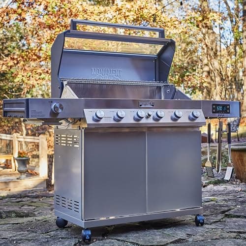Monument Grills 6-Burner Convertible Natural Gas Smart bbq Grill Stainless Steel Denali 605 with Rotisserie Kit