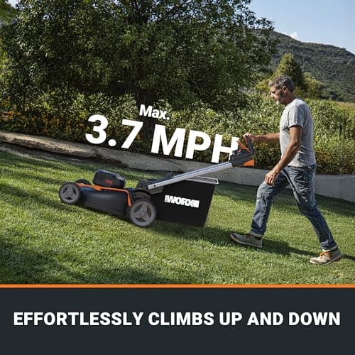 WORX Nitro 40V 21" Cordless Lawn Mower with Aerodeck & Intellicut, Electric Mower with Variable Speed, Self-propelled Lawn Mower WG760 – (2) PowerShare 5.0Ah Batteries & Charger Included