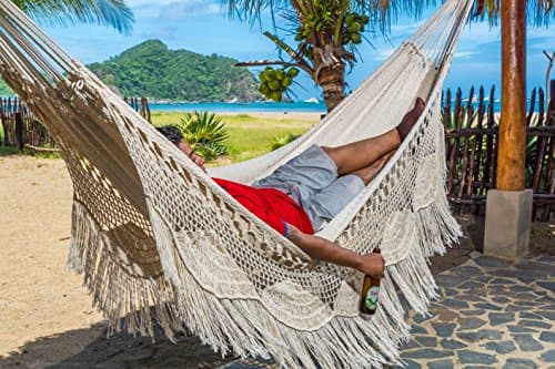 Handmade Macrame Hammock - Mayan, Matrimonial, Double, Brazilian - 100% Natural Cotton - King, Off-White