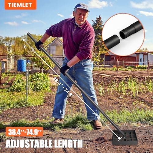 Lawn Leveling rake, 14.1"×9.8" Heavy Duty Lawn Leveling Rake, 38.4 to 74.9 Inches Adjustable Handle, Lawn Leveling Tool, Landscape Rake for Farm, Garden, Golf Course