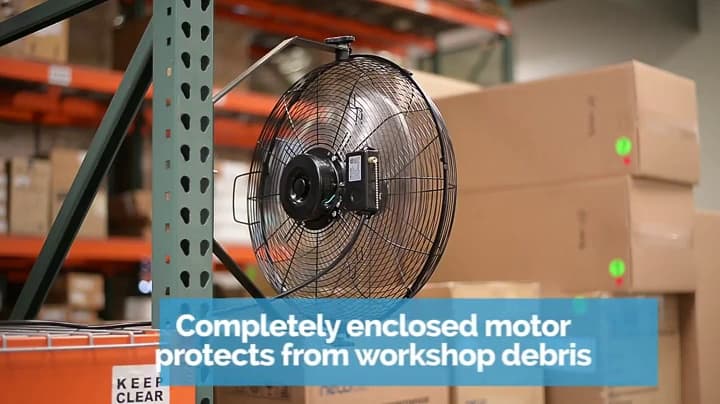 Newair Wall Mounted High Velocity Fan | 18" Air Fan | Quiet Blade Fan | 3 Speed Settings Box Fan | Heavy Duty Fan For Industrial Use | Portable Outdoor Shop Fan | Black | WindPro18W, 3000 CFM