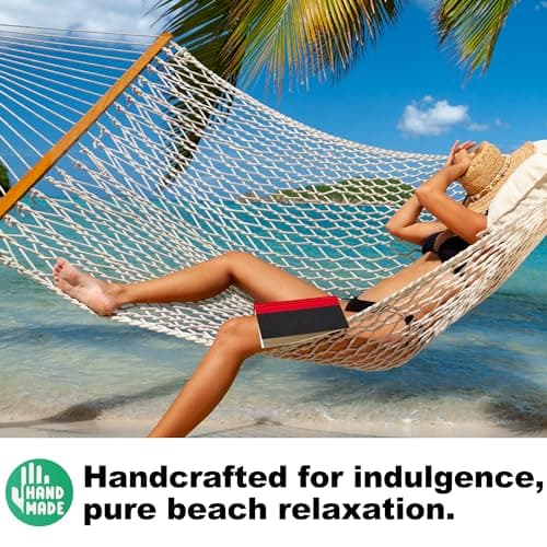 12ft Rope Hammocks, 46'' Wide Hardwood Spreader Bar (Beige, Twin)