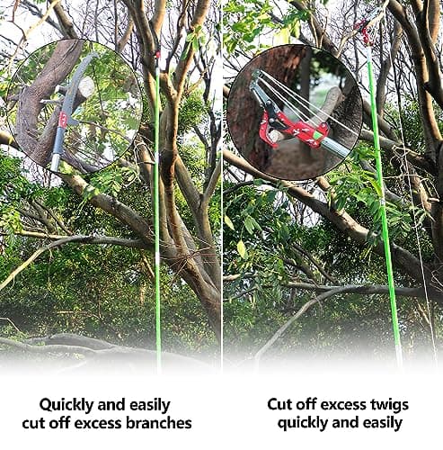 7-27 Feet Extendable Pole Saw for Tree Trimming – Manual Branch Trimmer with Long Handle, Storage Bag, and Green Design – Perfect for Pruning and Cutting High Branches.