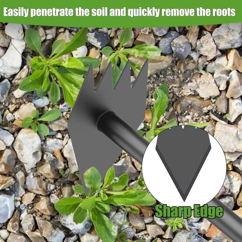 Luvenia Garden Hoe Triangle Sharp Hoes Garden Tool Manual Weeder Gardening Weeding Tool 60" Long Handle 2-in-1 Adjustable Stainless Steel Heavy Duty Hoes for Digging Soil Weeding Planting