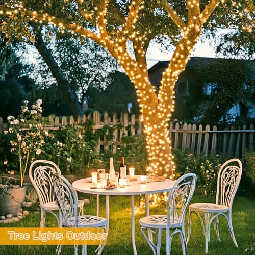 JMEXSUSS 168FT 600 LED String Lights Outdoor Indoor Christmas String Lights Plug in Warm White Tree Lights for Outside Bedroom Wedding Party Holiday Spring Decorations