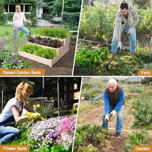 Garden Hoe Tool, 2-in-1 Heavy Duty Dual-Head Weeding Tool, 45" Adjustable Long Handle Cultivator for Weeding, Tilling, Lawn Yard Flower Bed Gardening Tool