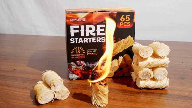 Shwuevei 65 pcs Fire Starter - Natural Fire Starters for Fireplace, Pellet Stove & Wood, Fire Pit, Smoker, BBQ, Chimney, Pizza Oven - Fire Starters for Grill, Charcoal Starter
