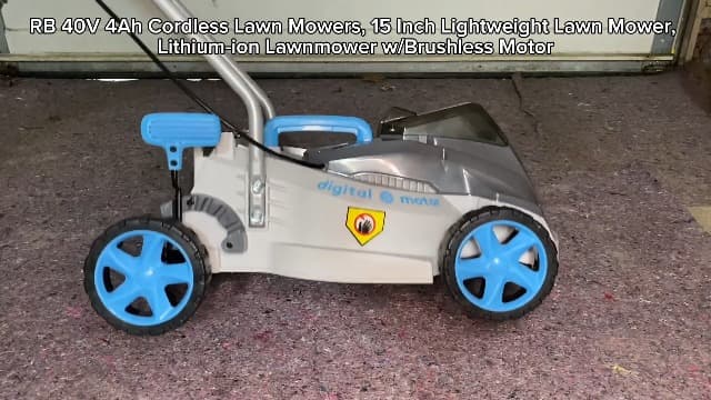 RB 40V 13-Inch Brushless Cordless Lawn Mower with 4.0Ah Lithium Battery & Fast Charger, 2-in-1 Lightweight Mower for Small Yards, Foldable Handle, 5 Cutting Height Adjustments
