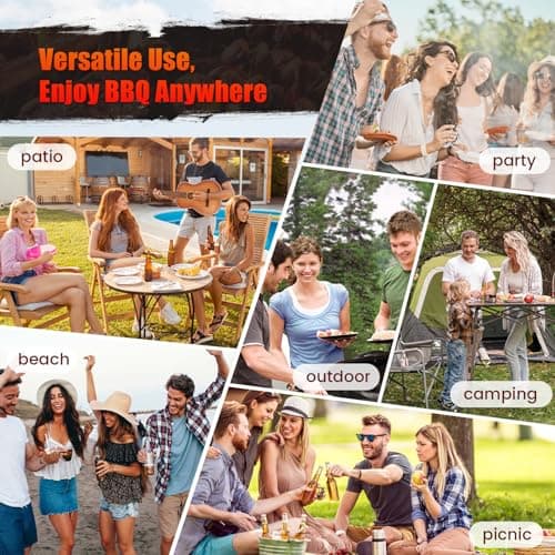 Realcook Charcoal Grills with Offest Smokers: Spacious Barrel Charcoal BBQ Grill | Barbecue Smoker Grill Combo for Outdoor Backyard Patio Camping Picnic and Party