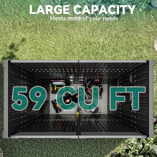YITAHOME 59 cuft Outdoor Vertical Storage Shed, Tall Storage Shed Outdoor w/o Shelf, Outdoor Waterproof Storage Cabinet for Garage, Pool Storage, Garden Shed Outdoor Storage, Dark Gray