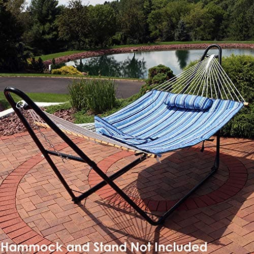 Sunnydaze Polyester Quilted Hammock Pad and Pillow Set - Weather-Resistant - Breakwater Stripe