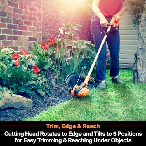 LawnMaster OcuMow™ Robot Lawn Mower with Cordless 24V MAX 10” Grass Trimmer Combo Kit Perimeter Wire Free for Small Yards 2000-4000 Square Feet Optical Navigation Automatic Obstacle Avoidance Spot Cut