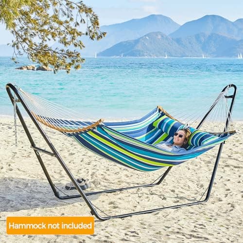 Yaheetech Universal Hammock Stand, Heavy-Duty Double-Pipe Steel Hammock Stand for 9-14.5 Ft Hammocks, 475 Lb Capacity and Capable of Holding 2-3 People
