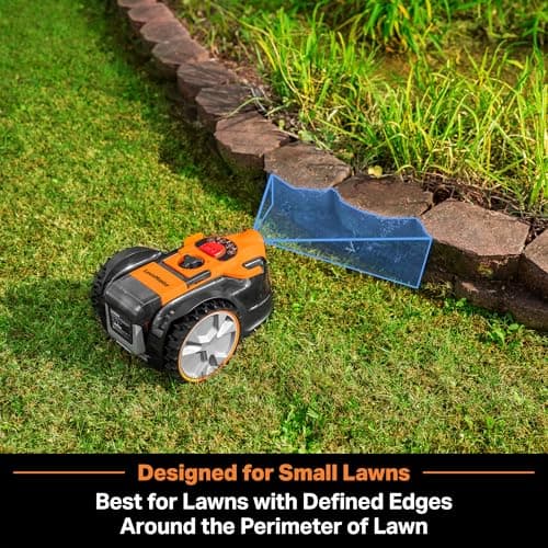 LawnMaster OcuMow™ VBRM601YCM MAX Perimeter Wire Free Robot Lawn Mower Cuts Small Lawns 2000-3500 Square Feet with Optical Navigation, Obstacle Avoidance, Low Noise and No Go Function