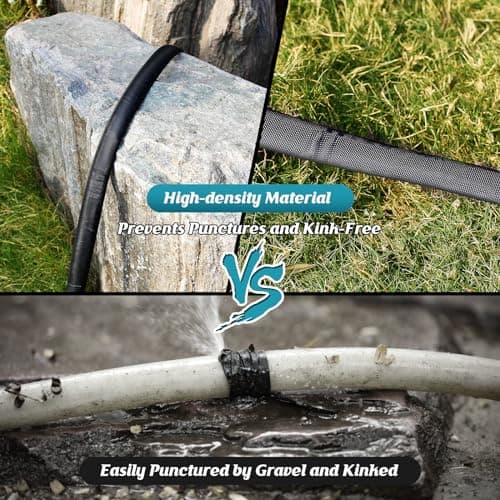 Garden Hose Non-Expanding 100ft, Flexible Garden Hose with 10 Function Hose Nozzle, Lightweight, Kink Free and Water Hose for Outdoor,Yard, Lawn, Car Wash, Marine,and Camper Use