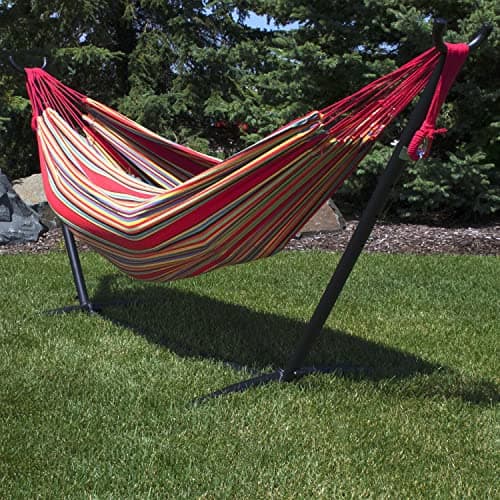 Sunnydaze Double Brazilian Cotton Hammock for Outside - 450-Pound Capacity Outdoor Hammock - Sunset