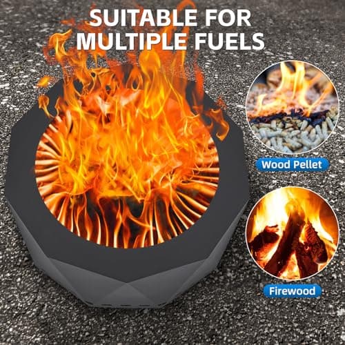 Smokeless Firepit Outdoor-25 Inch Large Smokeless Fire Pits for Outside with Handles, Portable Low Smoke Metal Wood Stove for Camping, Patio, Backyard, Garden, Picnic-XL