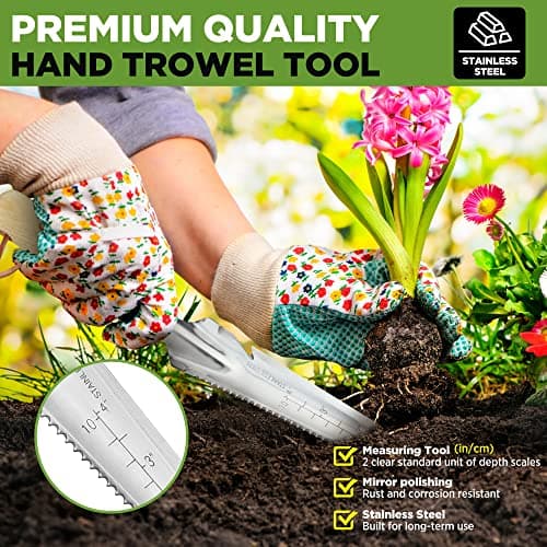 WORKPRO Hand Weeder Puller, 5-in-1 Stainless Steel Garden Trowel with Wooden Handle,Gardening Weeding Tool for Easy Weeder Removal, Planting, Weeding, Flower & Vegetable Care in Garden Lawn Yard