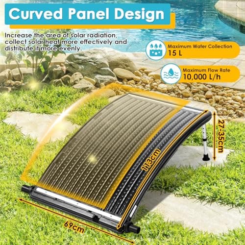 Upgraded 2Set Solar Pool Heaters, Solar Pool Heater for Above Ground Pool, Thickened Panel 113x69 cm, Solar Pool Heater for Pools, Includes 4 Adapters, 4 Hoses & Clamps, 4 Plumbers Tapes