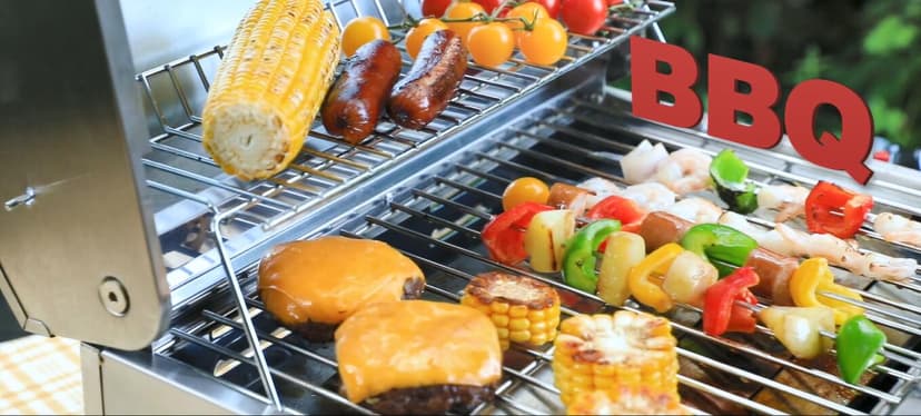 Royal Gourmet GT1001 Stainless Steel Portable Grill, 10000 BTU BBQ Tabletop Gas Grill with Folding Legs and Lockable Lid, Outdoor Camping, Deck and Tailgating, Silver