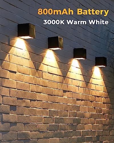 LUHLEE Solar Wall Lights - Modern Outdoor Square Solar Sconce Lights, IP65 Waterproof, Perfect for House Wall, Porch, Garden, Yard, Patio, Fence Decor