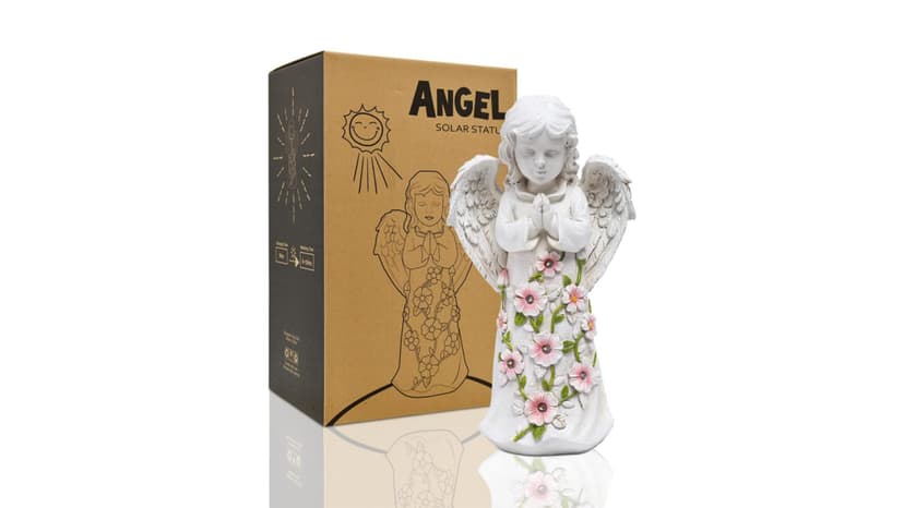 Nacome Solar Garden Outdoor Statues Angel with Succulent and 7 LED Lights – Lawn Decor for Patio, Balcony, Yard Ornament - Unique Housewarming Gifts