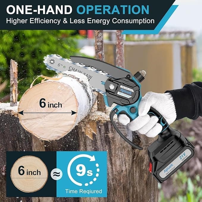 Mini Electric Chain Saw, GUIFIN 6 Inch Cordless Chainsaw, 2 Pcs Rechargeable Battery, Compact One-Hand Use And Auto Lubrication System, Double Safety Lock, Home Improvement, Garden & Orchard Pruning