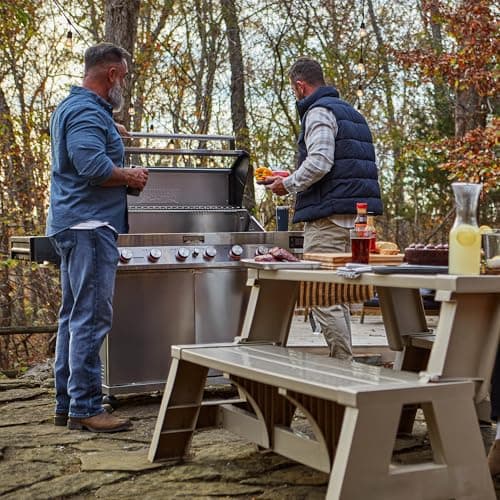 Monument Grills 6-Burner Convertible Natural Gas Smart bbq Grill Stainless Steel Denali 605 with Rotisserie Kit