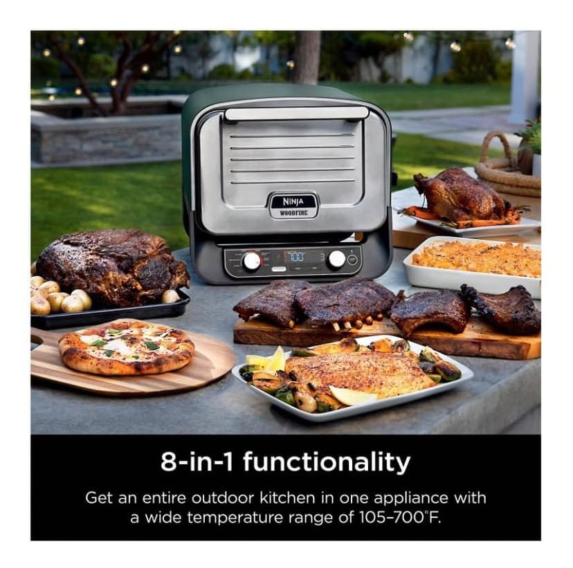 Ninja Woodfire 8-in-1 Outdoor Smoker Pizza Oven with 5 Pizza Settings, Green
